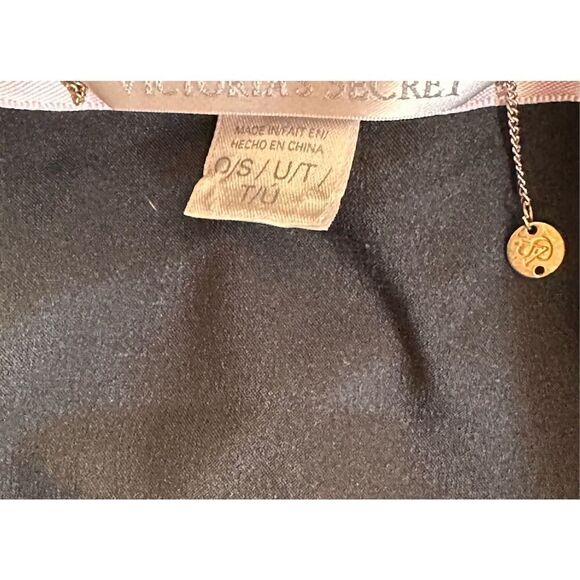 Victoria's Secret Designer Collections Satin Black With Pink Trim Kimono Robe Sz - Picture 4 of 6